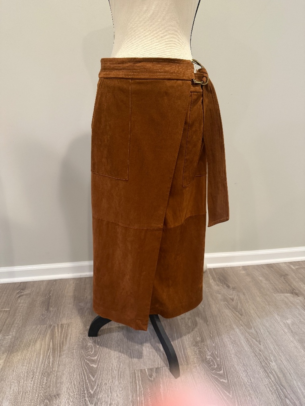 NWT RamyBrook Delphia Feau Suede Wrap Skirt Sadle Size 6